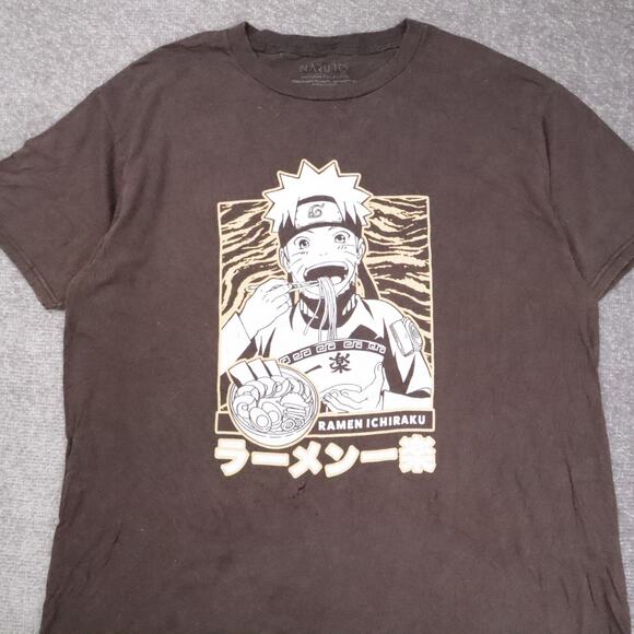 Naruto Raman Ichiraku Anime Large Brown Short Sleeve T-Shirt - Picture 7 of 10